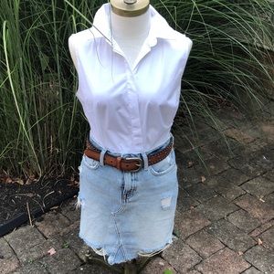 - - Brown western silver studded leather belt